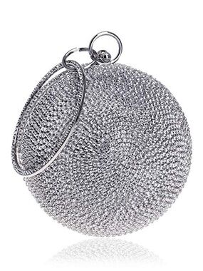 Silver Crystal Rhinestone Sphere Wristlet Clutch